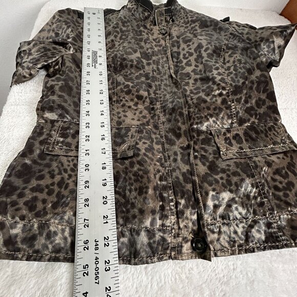 RoFa Moden Women's Metallic Leopard Print Jacket Size 16 Zip-Up Utility Style - Picture 7 of 7